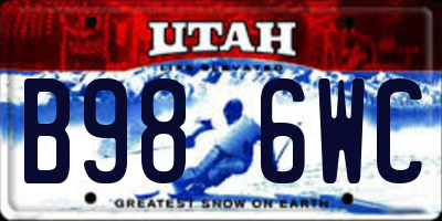 UT license plate B986WC
