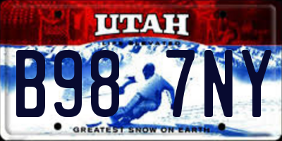 UT license plate B987NY