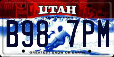 UT license plate B987PM