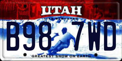 UT license plate B987WD