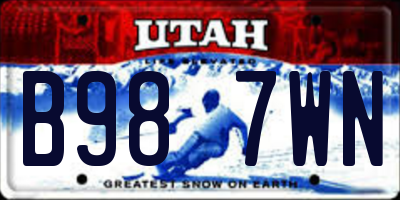 UT license plate B987WN