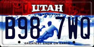 UT license plate B987WQ