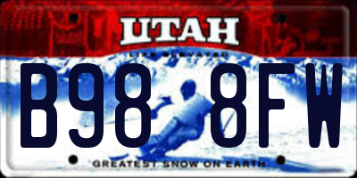 UT license plate B988FW