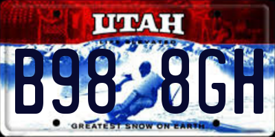 UT license plate B988GH