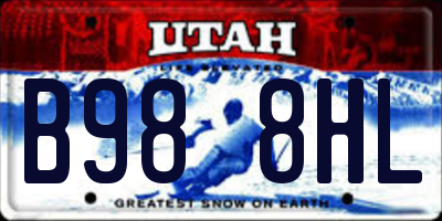UT license plate B988HL