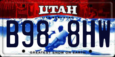 UT license plate B988HW