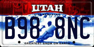 UT license plate B988NC