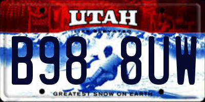 UT license plate B988UW