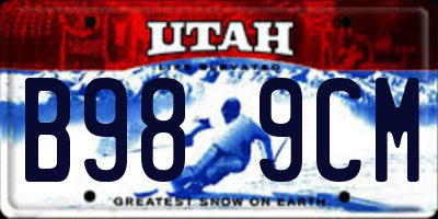 UT license plate B989CM