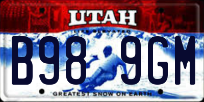 UT license plate B989GM