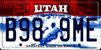 UT license plate B989ME