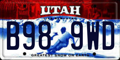 UT license plate B989WD
