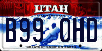 UT license plate B990HD