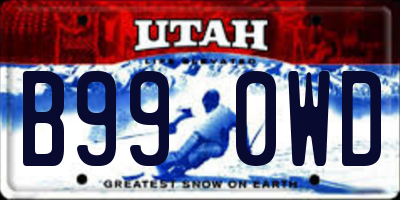 UT license plate B990WD