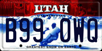 UT license plate B990WQ