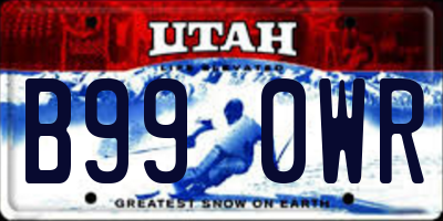 UT license plate B990WR