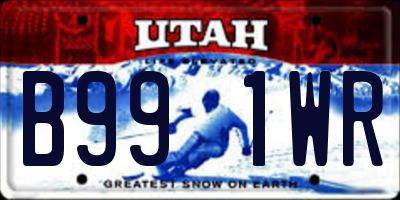 UT license plate B991WR