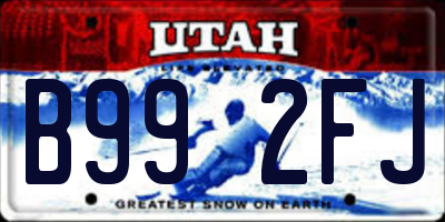 UT license plate B992FJ