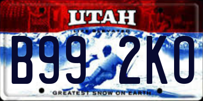 UT license plate B992KO
