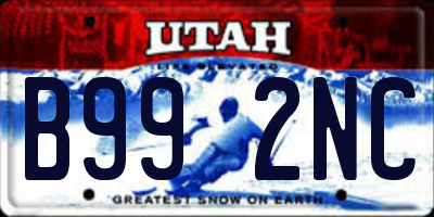 UT license plate B992NC