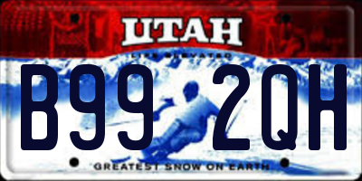 UT license plate B992QH