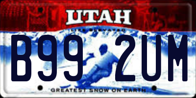 UT license plate B992UM