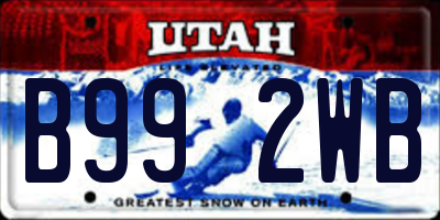 UT license plate B992WB