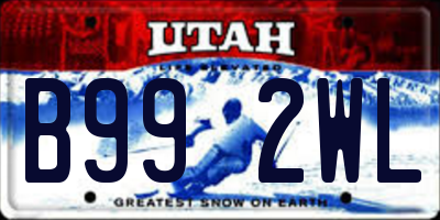 UT license plate B992WL