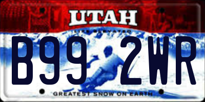 UT license plate B992WR
