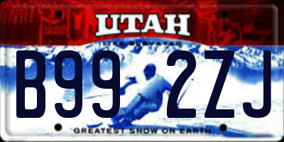 UT license plate B992ZJ