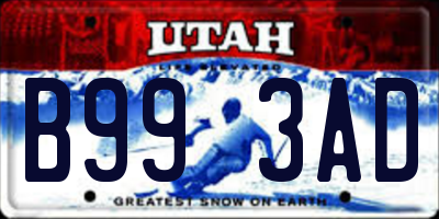 UT license plate B993AD