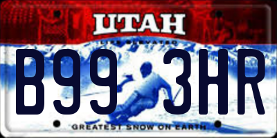UT license plate B993HR