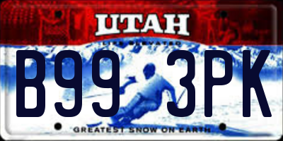 UT license plate B993PK