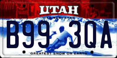 UT license plate B993QA