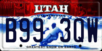 UT license plate B993QW