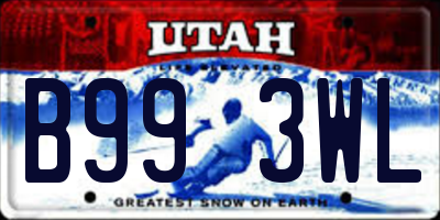 UT license plate B993WL