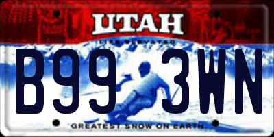 UT license plate B993WN
