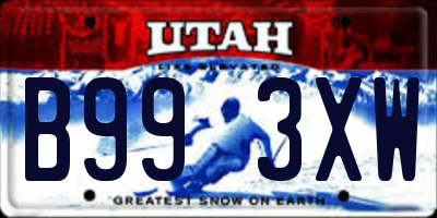 UT license plate B993XW