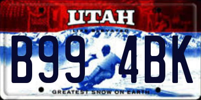 UT license plate B994BK