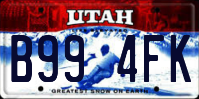 UT license plate B994FK