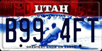 UT license plate B994FT