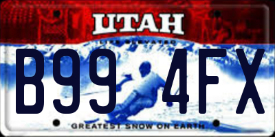 UT license plate B994FX
