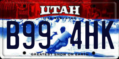UT license plate B994HK