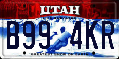 UT license plate B994KR