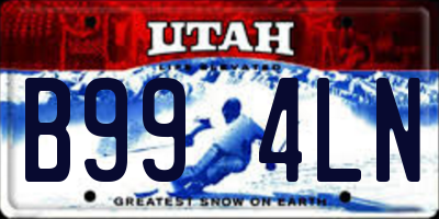 UT license plate B994LN