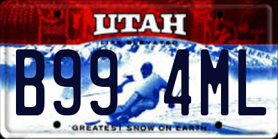 UT license plate B994ML