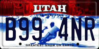 UT license plate B994NR