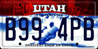 UT license plate B994PB