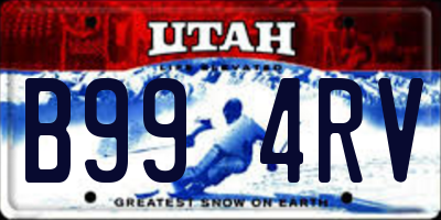 UT license plate B994RV