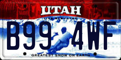 UT license plate B994WF